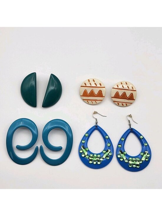 Unbranded Jewelry - Retro 80's Earrings lot Bold pierced festival Maximalist Big Boho Funky